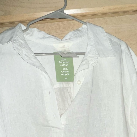 White Linen Blend Blouse - Picture 3 of 3